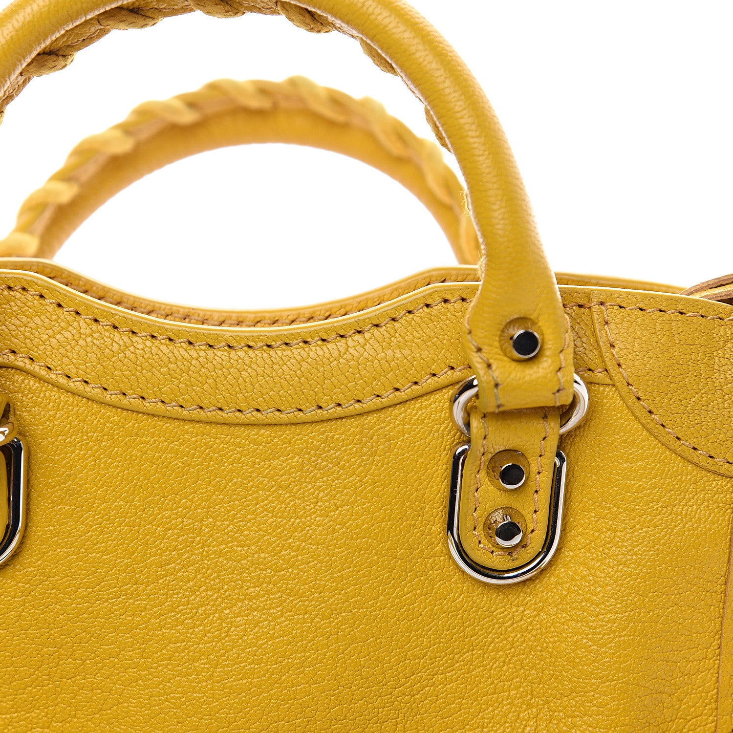 Balenciaga Chevre Silver Metallic Edge Hardware Nano City Jaune Epi 10 of 11