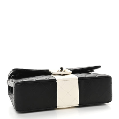 Chanel Lambskin Quilted Medium Double Flap Black White 4 of 9