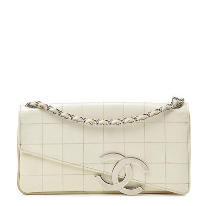 Chanel Patent Square Stitched CC Flap Clutch White 1 of 21