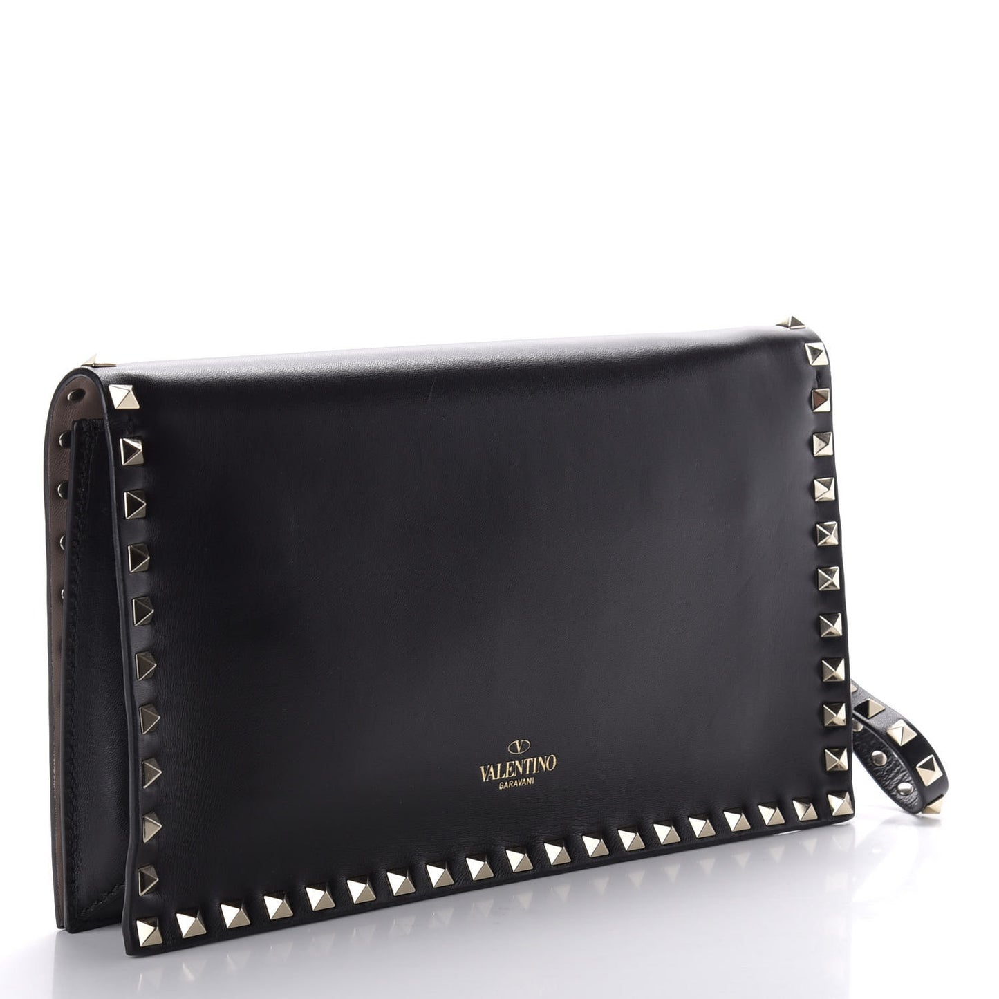 Nappa Rockstud Wristlet Clutch Black