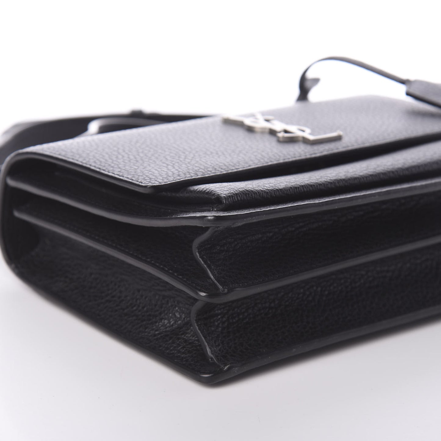 Grained Calfskin Medium Monogram Sunset Satchel Black