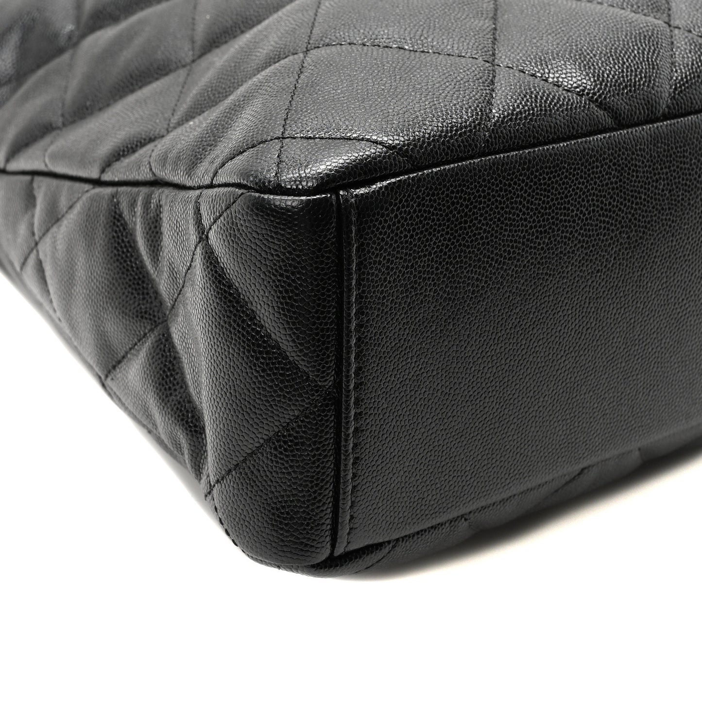 Caviar Quilted Fold Over Hobo Black