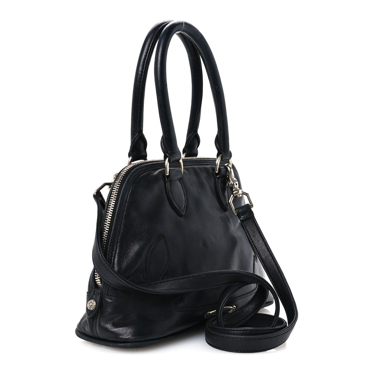 Chrome Hearts Calfskin Cross Embellished Slouchy Mo Black 3 of 9