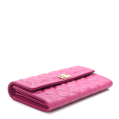 Chanel Caviar Quilted Large Boy Gusset Flap Wallet Fuchsia 4 of 9
