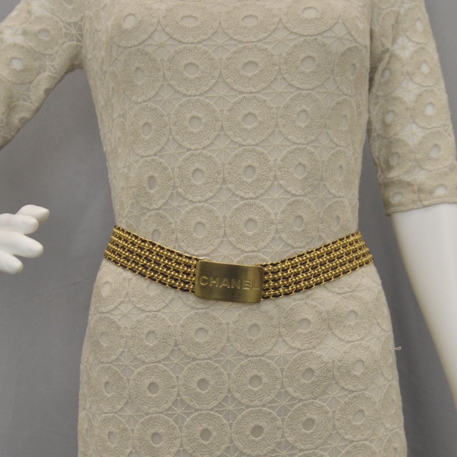 Chanel Leather Gold Chain Beaded Belt 2 of 6