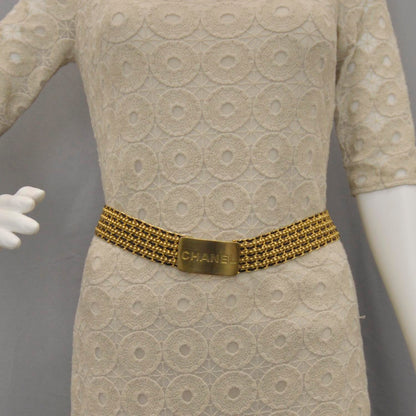 Chanel Leather Gold Chain Beaded Belt 2 of 6