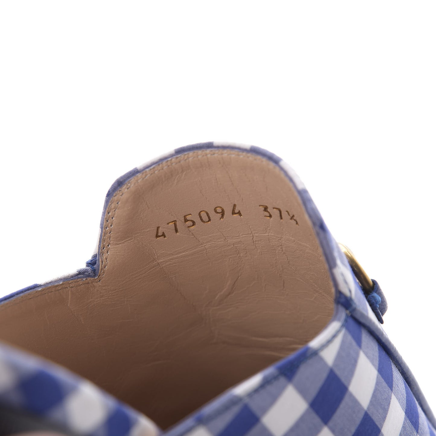 Cotton Gingham Womens Princetown Slippers 37.5 White Blue