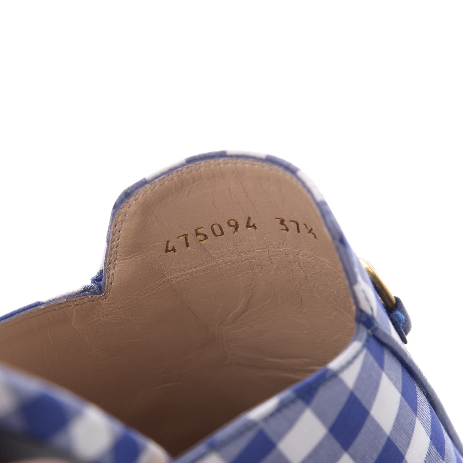 Gucci Cotton Gingham Womens Princetown Slippers 37.5 White Blue 8 of 10