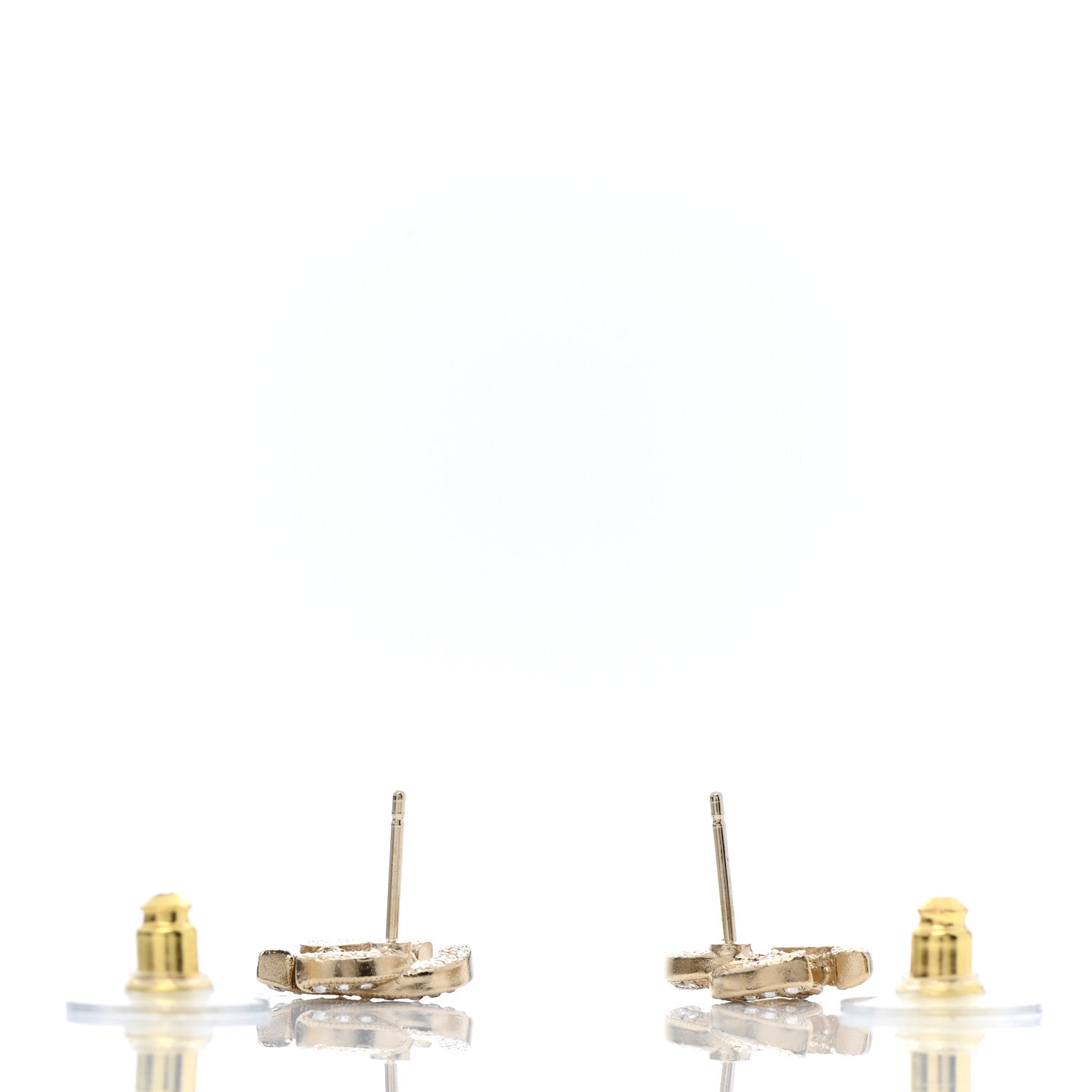 Chanel Crystal Timeless CC Earrings Light Gold 3 of 5