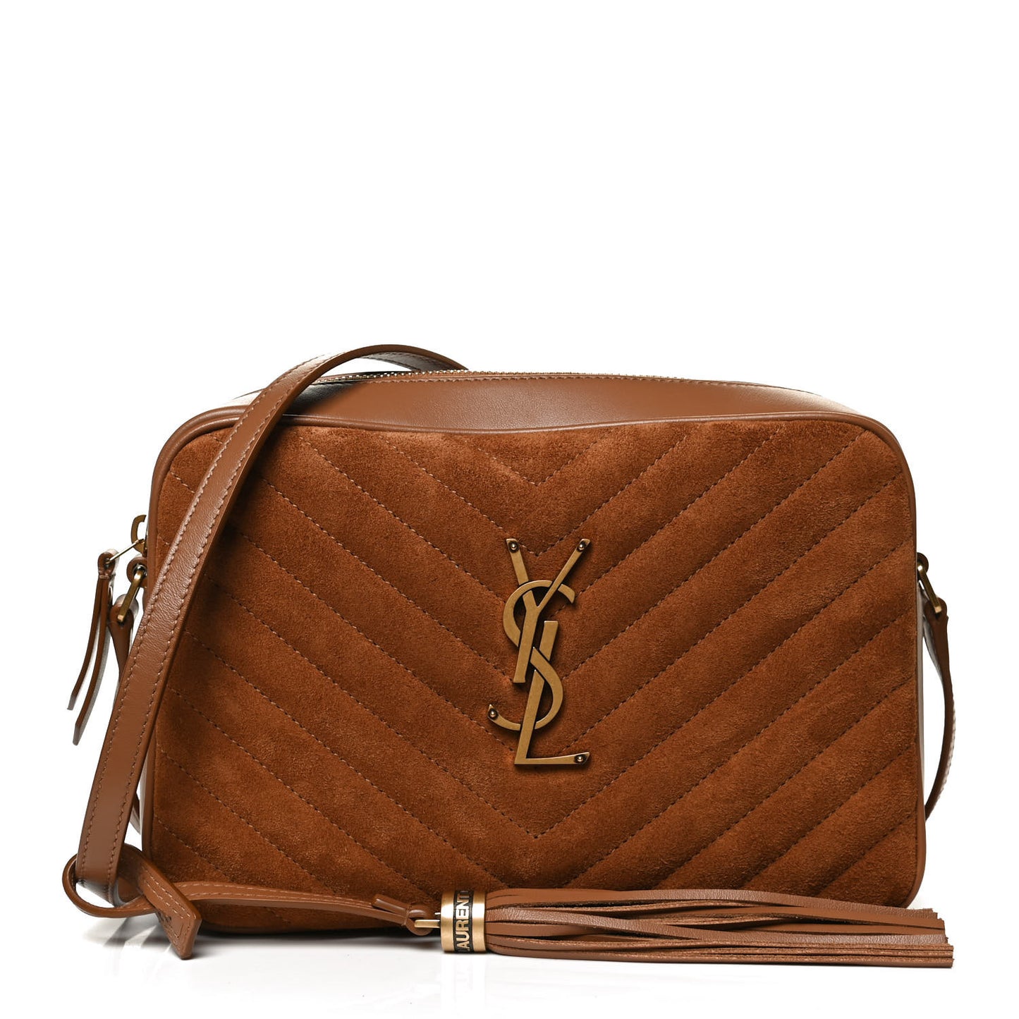 Suede Matelasse Monogram Lou Camera Bag Cinnamon
