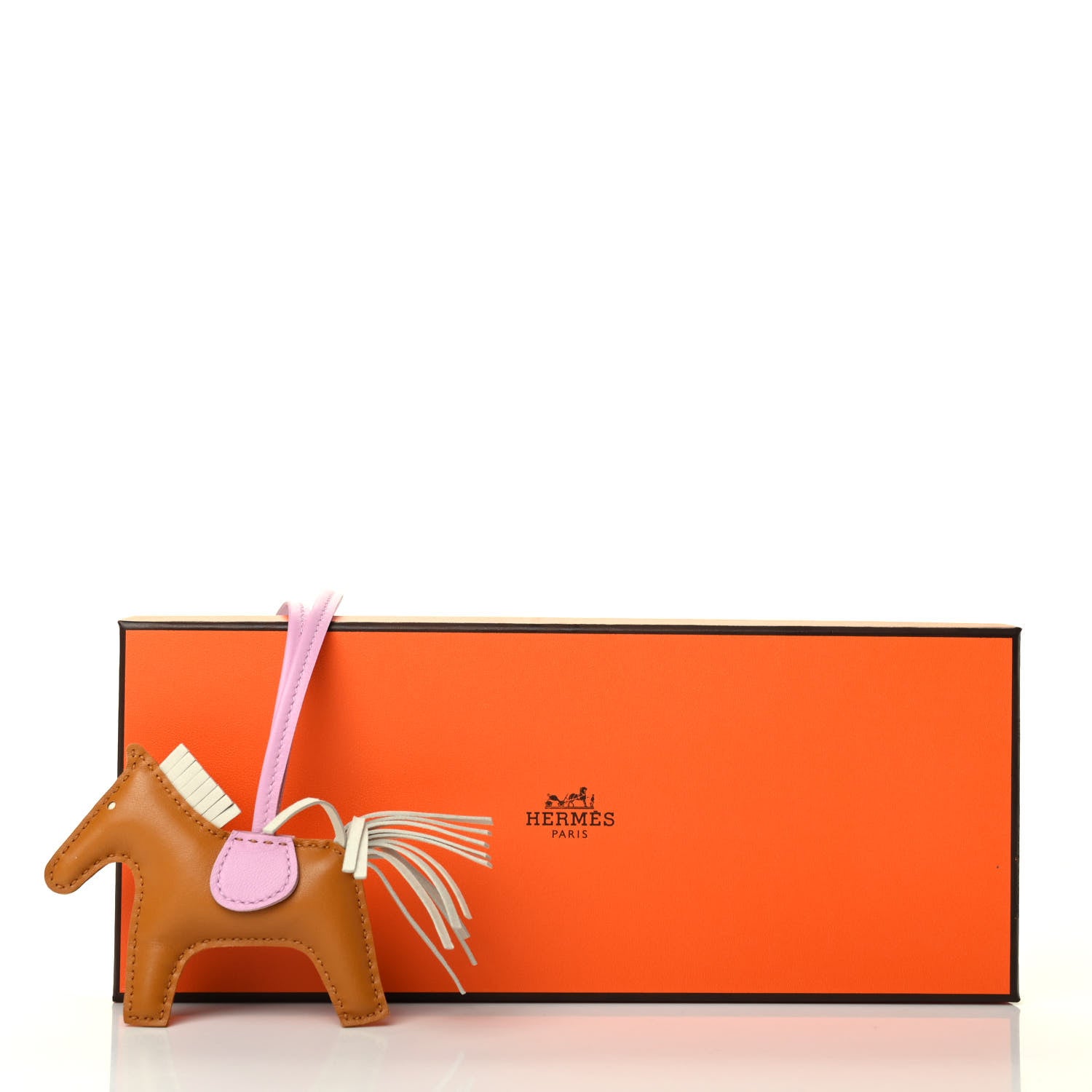 Hermes Milo Lambskin Grigri Rodeo Horse Bag Charm PM Sesame Mauve Sylvestre Craie 4 of 4