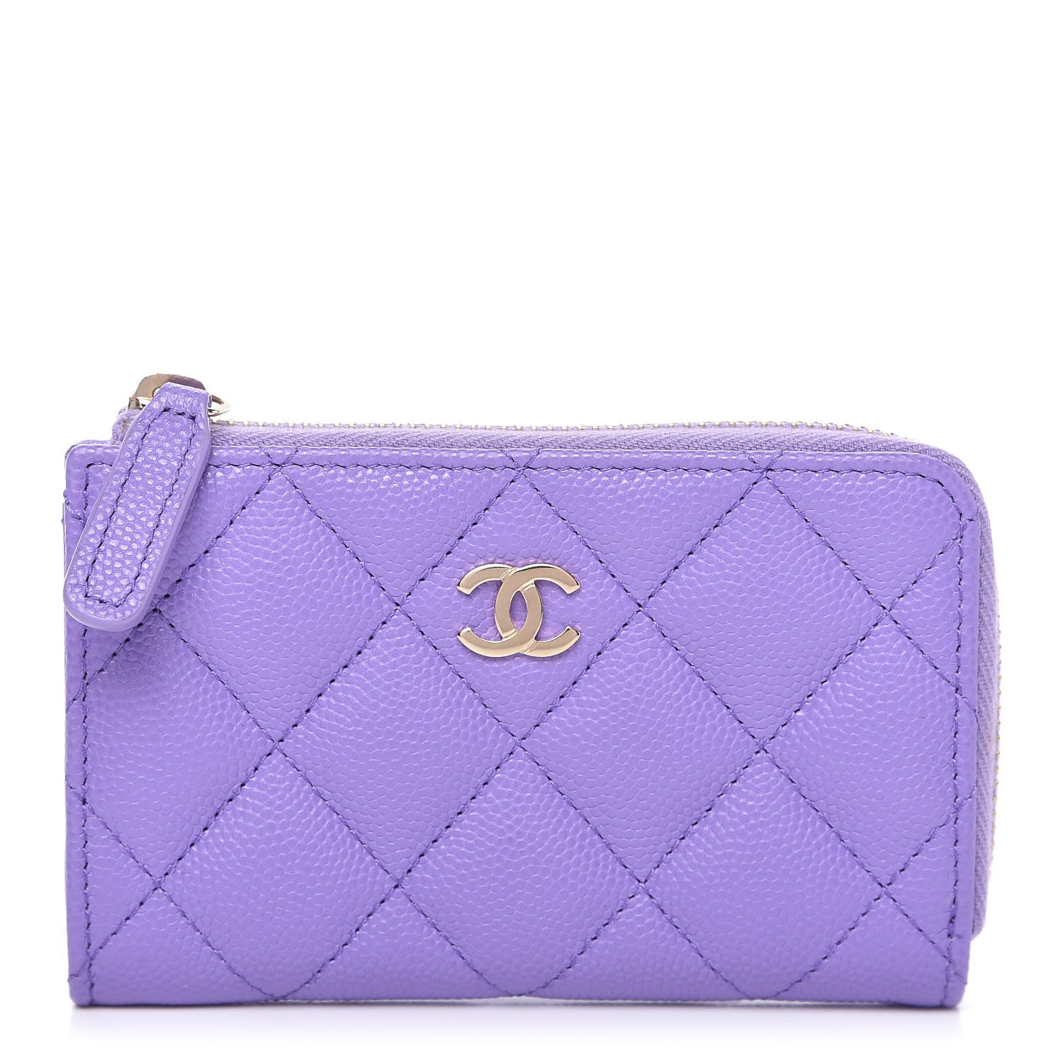 Chanel Caviar Quilted Zipped Key Holder Case Purple 1 of 10