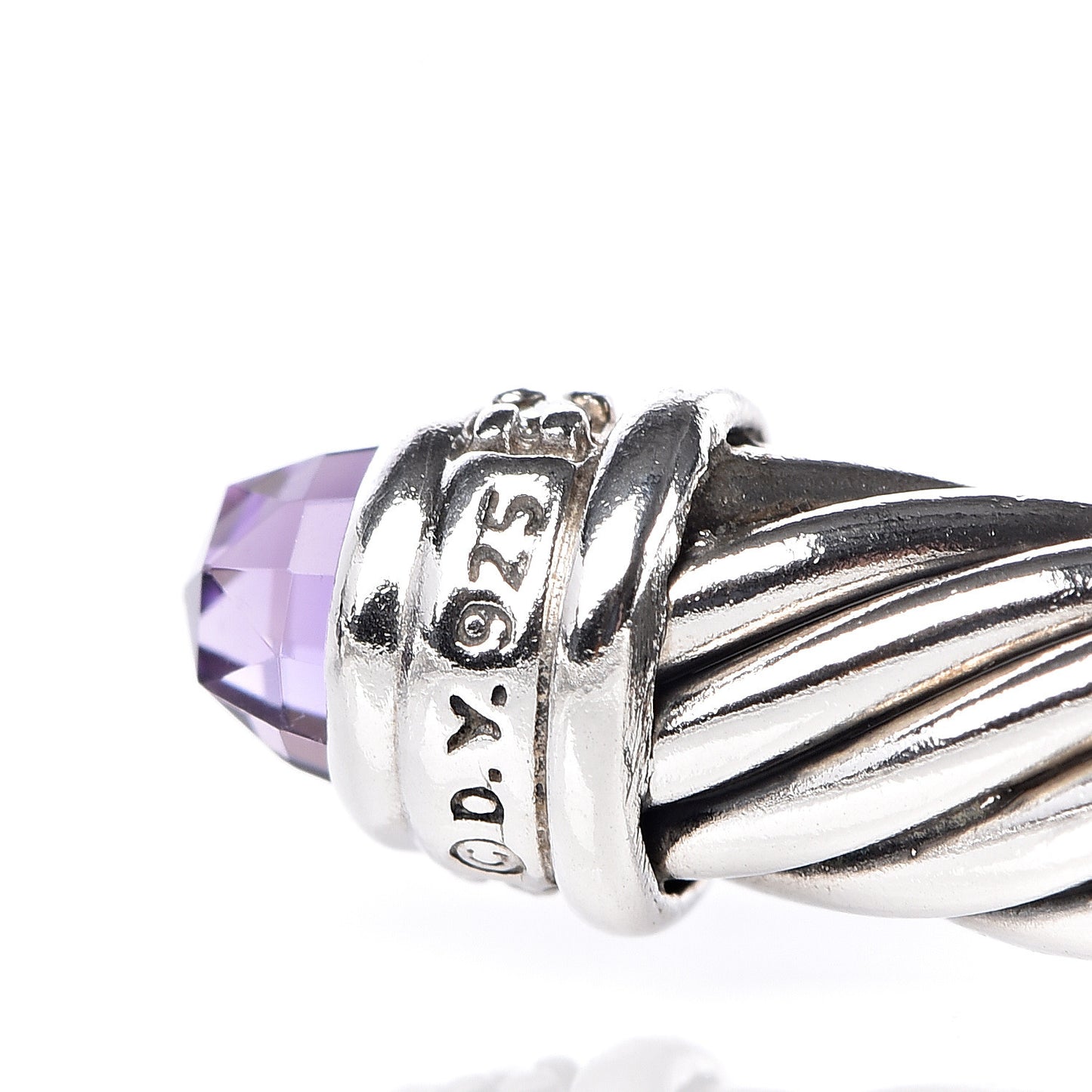 Sterling Silver Diamond Amethyst 5mm Cable Classics Bracelet