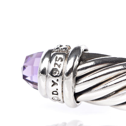 David Yurman Sterling Silver Diamond Amethyst 5mm Cable Classics Bracelet 7 of 8