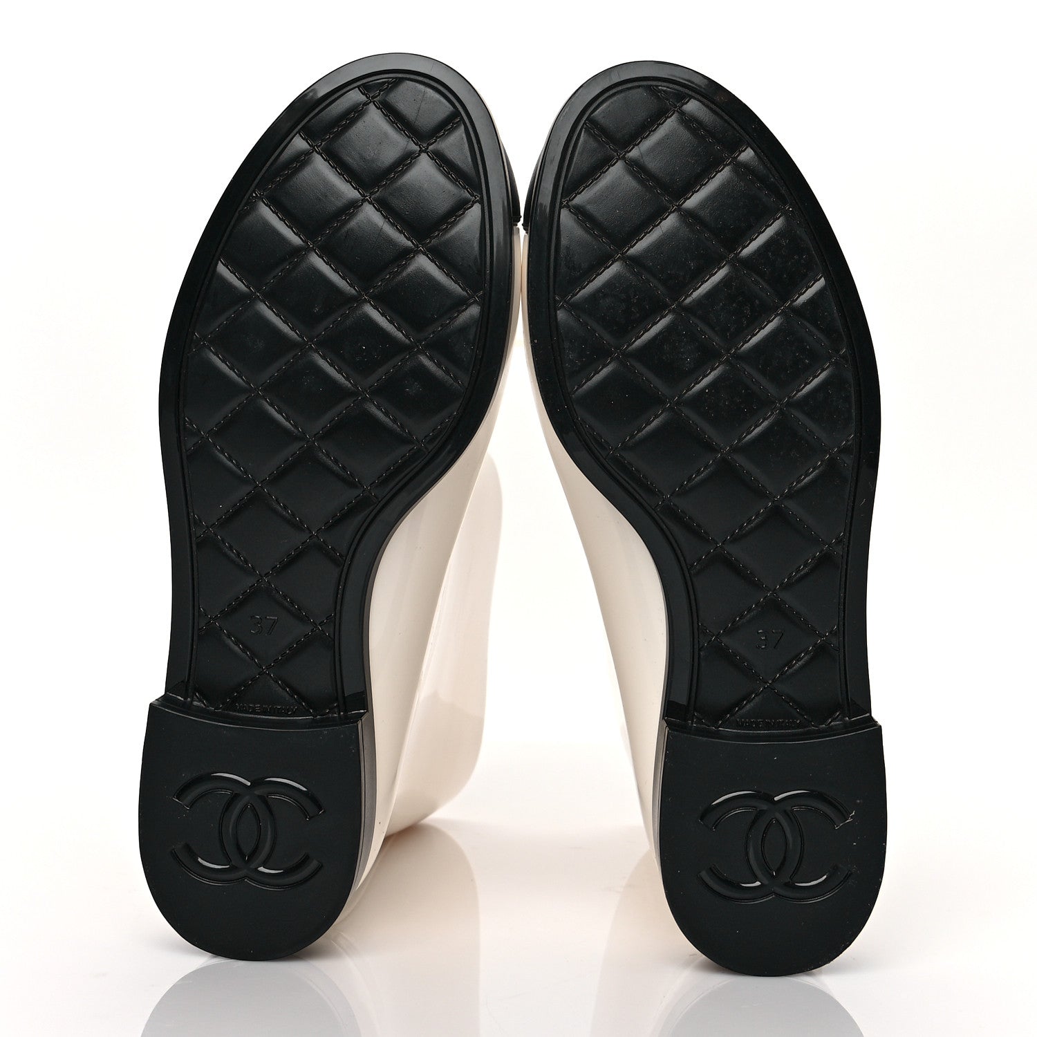 Chanel Rubber Rain Boots 37 Ivory Black 5 of 8