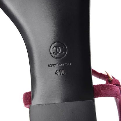 Chanel Suede Calfskin Camellia Thong Sandals 41 Dark Pink 6 of 10