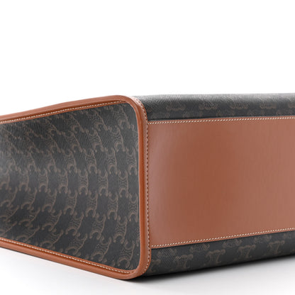 Celine Triomphe Canvas Calfskin Horizontal Cabas Tan 10 of 14