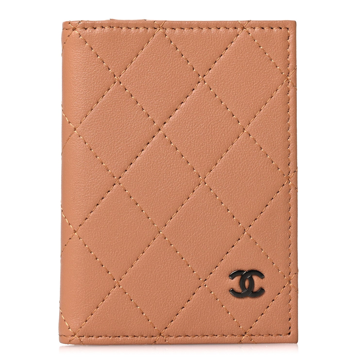 Chanel Grained Calfskin Quilted Card Holder Wallet Brown 1 of 9