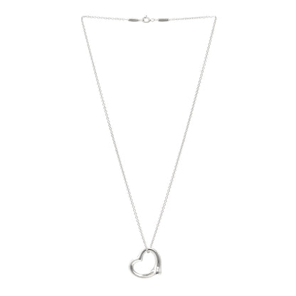 Tiffany Sterling Silver 22mm Elsa Peretti Open Heart Pendant Necklace 3 of 4