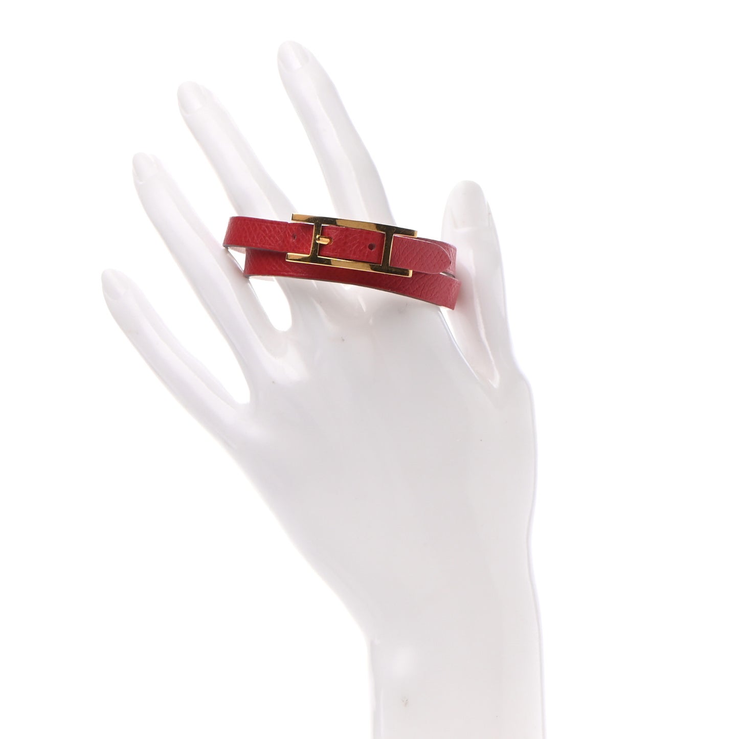 Epsom Reversible Behapi Double Tour Bracelet XS Rouge Garance White