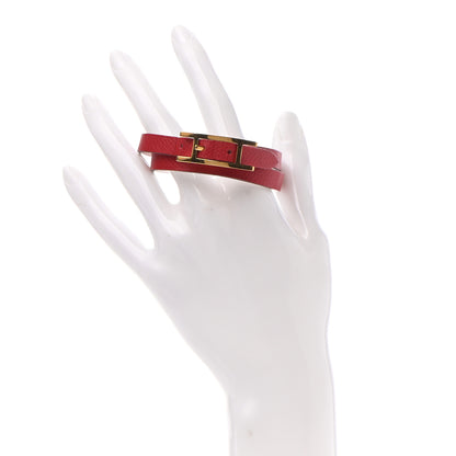 Hermes Epsom Reversible Behapi Double Tour Bracelet XS Rouge Garance White 2 of 5