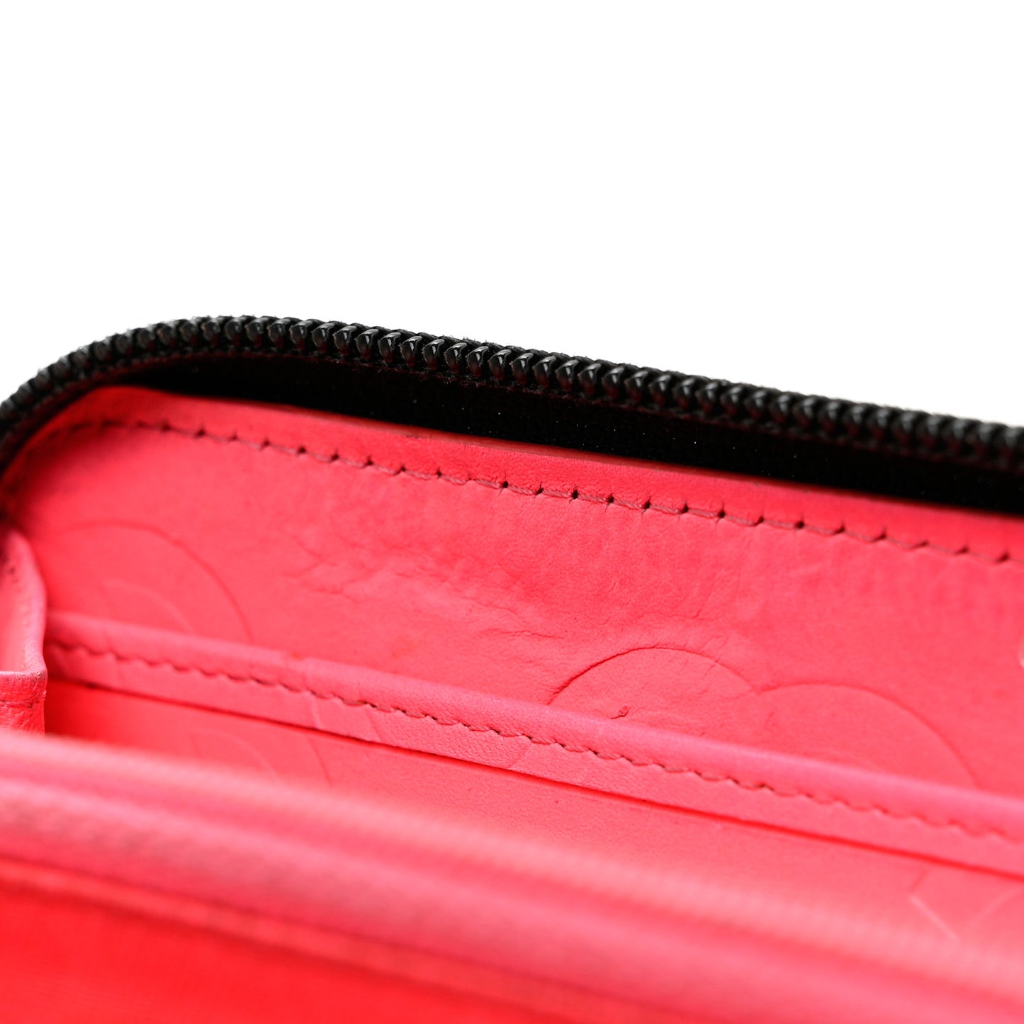 Calfskin Quilted Cambon Large Gusset Zip Around Wallet Black