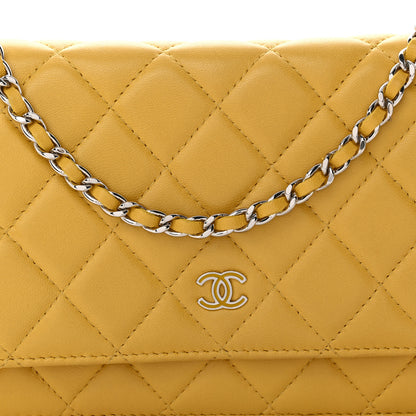 Chanel Lambskin Quilted Wallet On Chain WOC Yellow 9 of 14