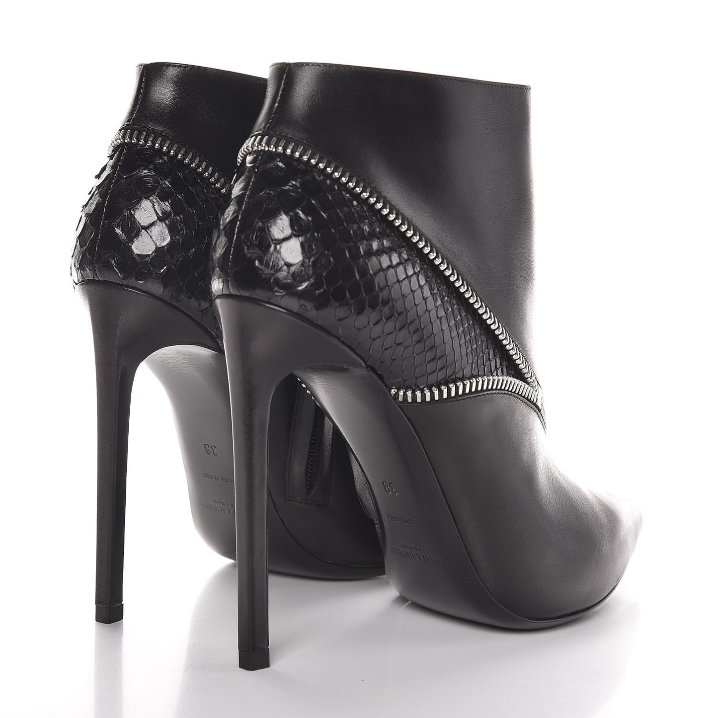 Calfskin Python Embossed Paris 110 Ankle Boots 38 Black