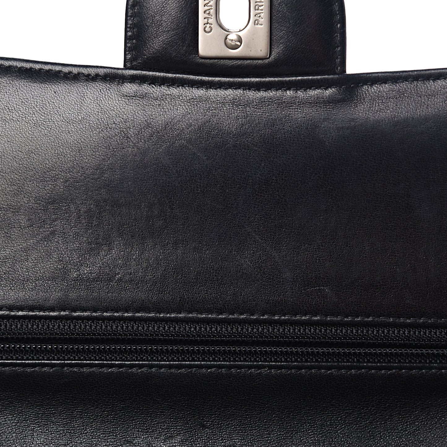 Patent Quilted Medium Double Flap Black