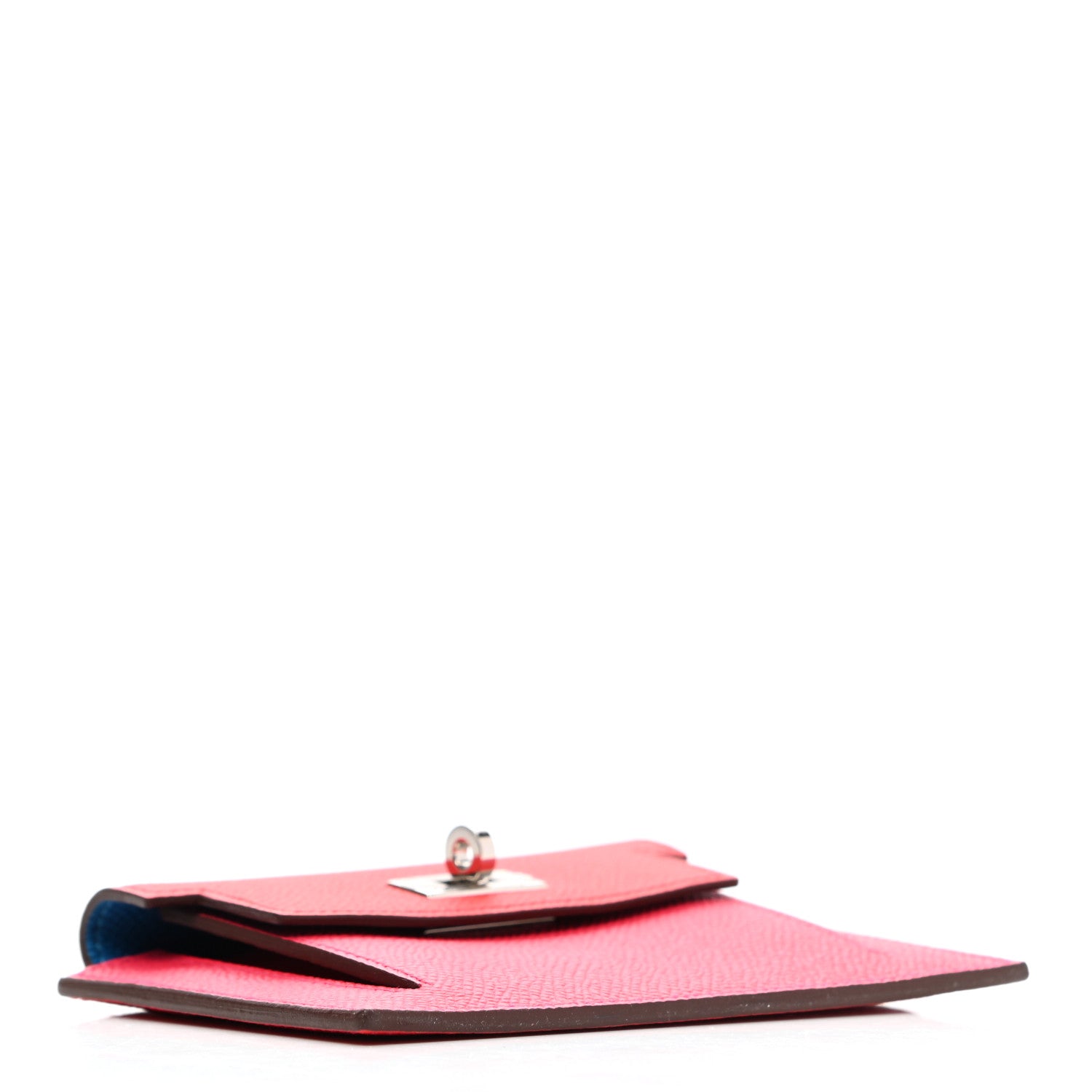 Hermes Epsom Tri-Color Kelly Pocket Compact Wallet Rouge Coeur Rose Extreme Bleu Zanzibar 4 of 7