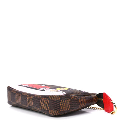 Louis Vuitton Damier Ebene 2019 Christmas Animation Mini Pochette Accessories Red 10 of 13