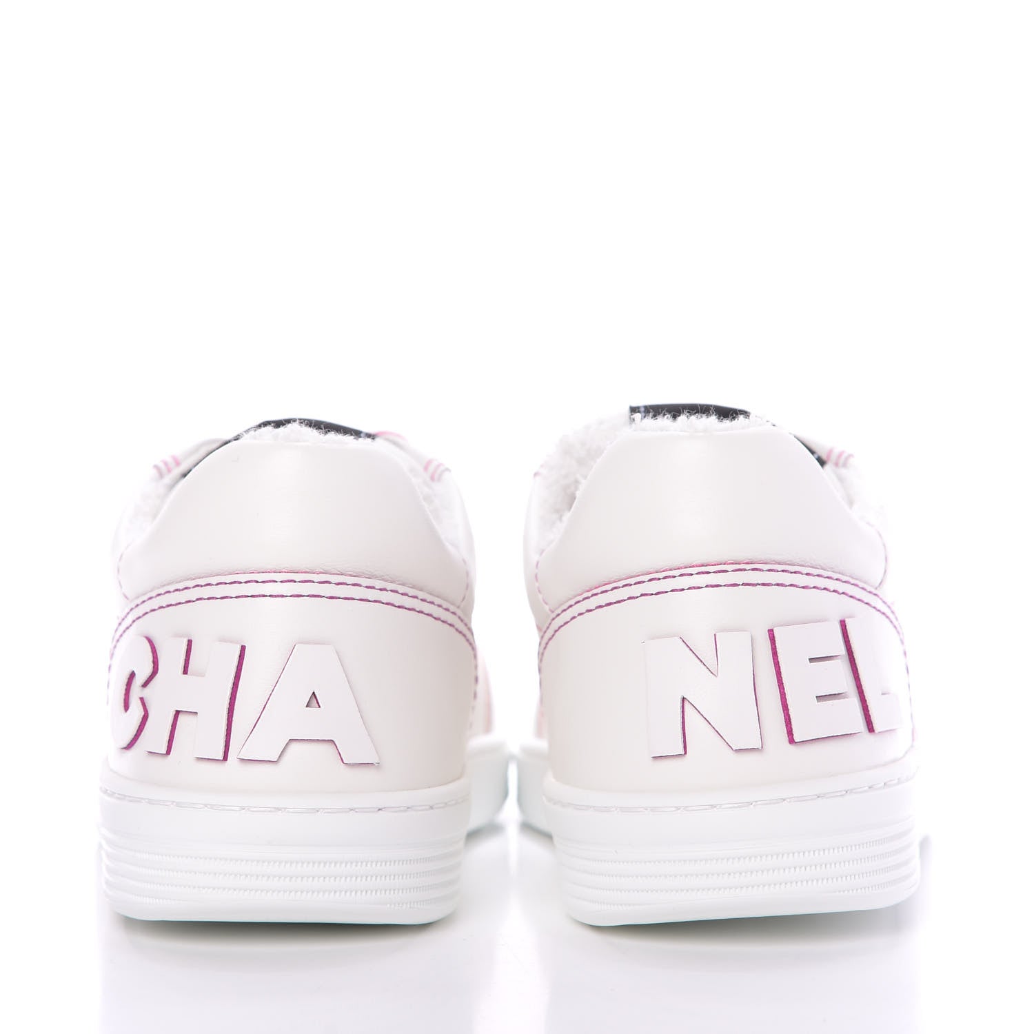 Chanel Calfskin Womens Logo Sneakers 37 White Pink 7 of 10