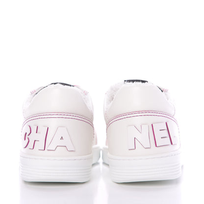 Chanel Calfskin Womens Logo Sneakers 37 White Pink 7 of 10