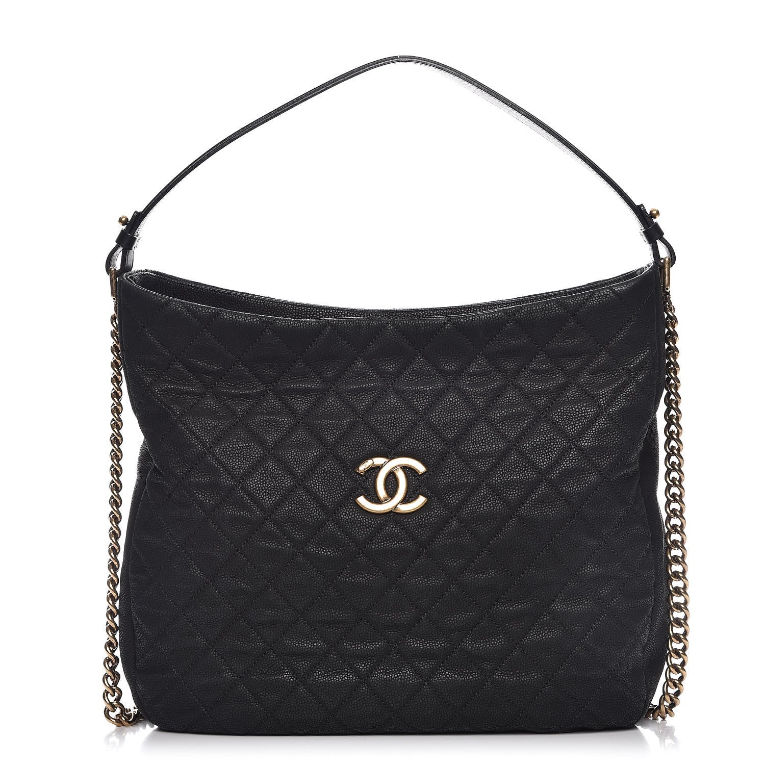 Chanel Iridescent Caviar Quilted Country Chic Hobo Black 1 of 7