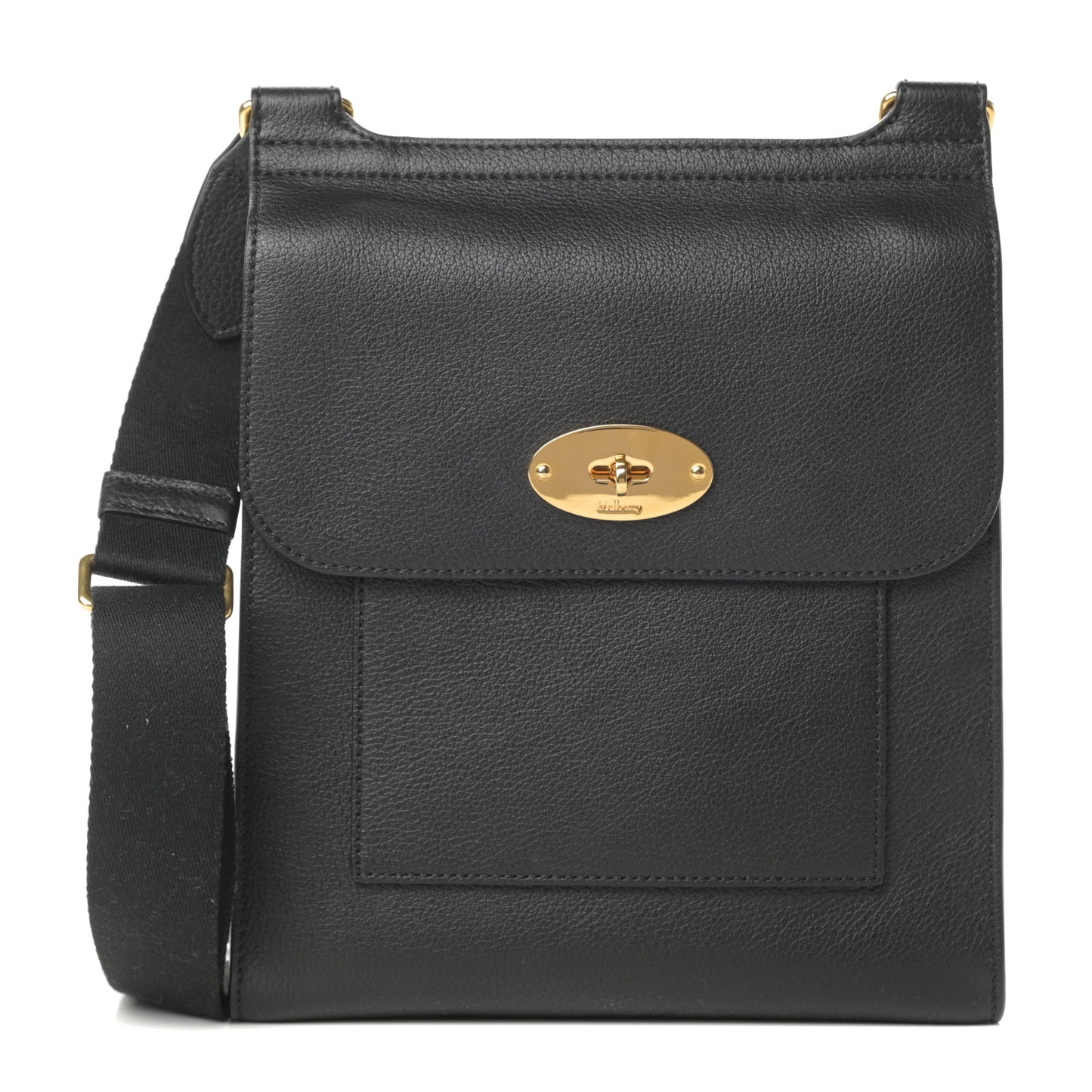 Natural Grain Calfskin Antony Messenger Crossbody Black