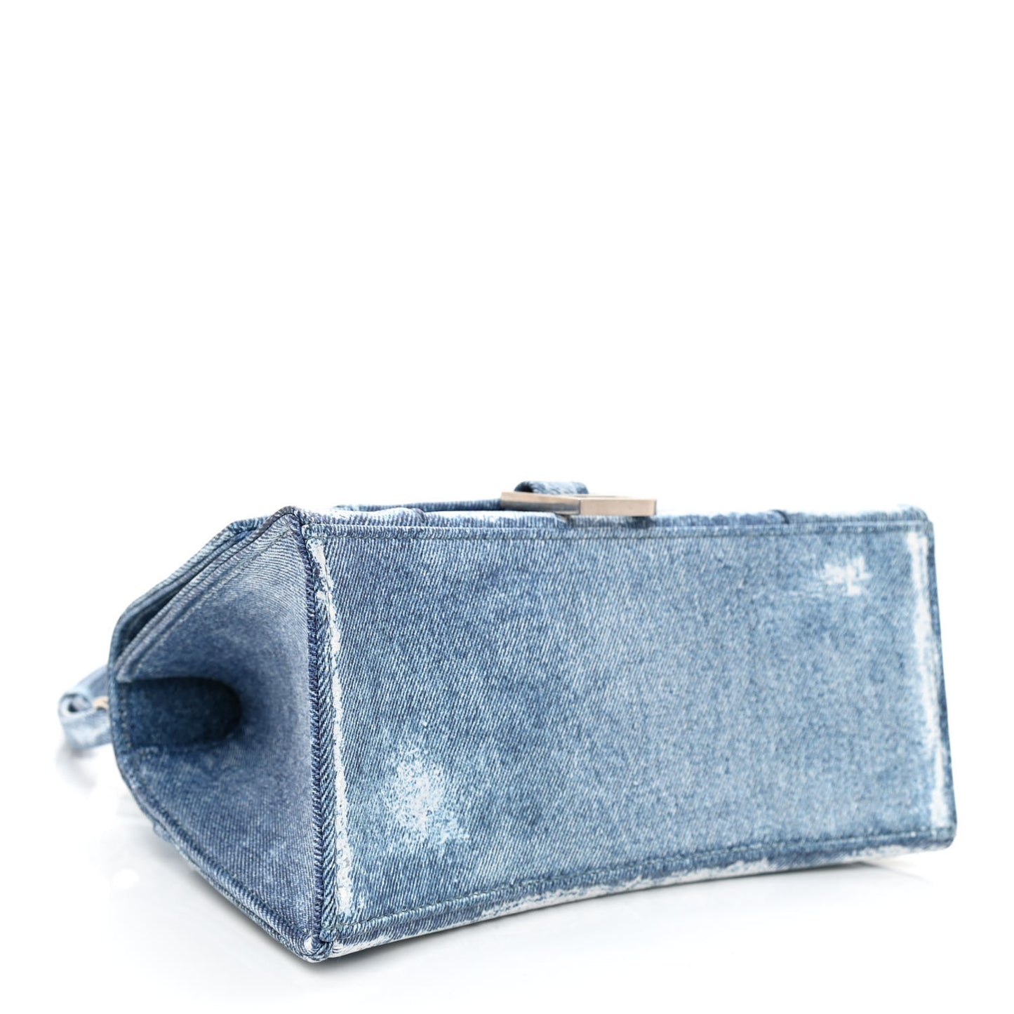 Nappa Denim Printed Small Hourglass Top Handle Bag Denim Blue