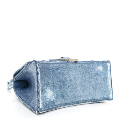 Balenciaga Nappa Denim Printed Small Hourglass Top Handle Bag Denim Blue 4 of 9