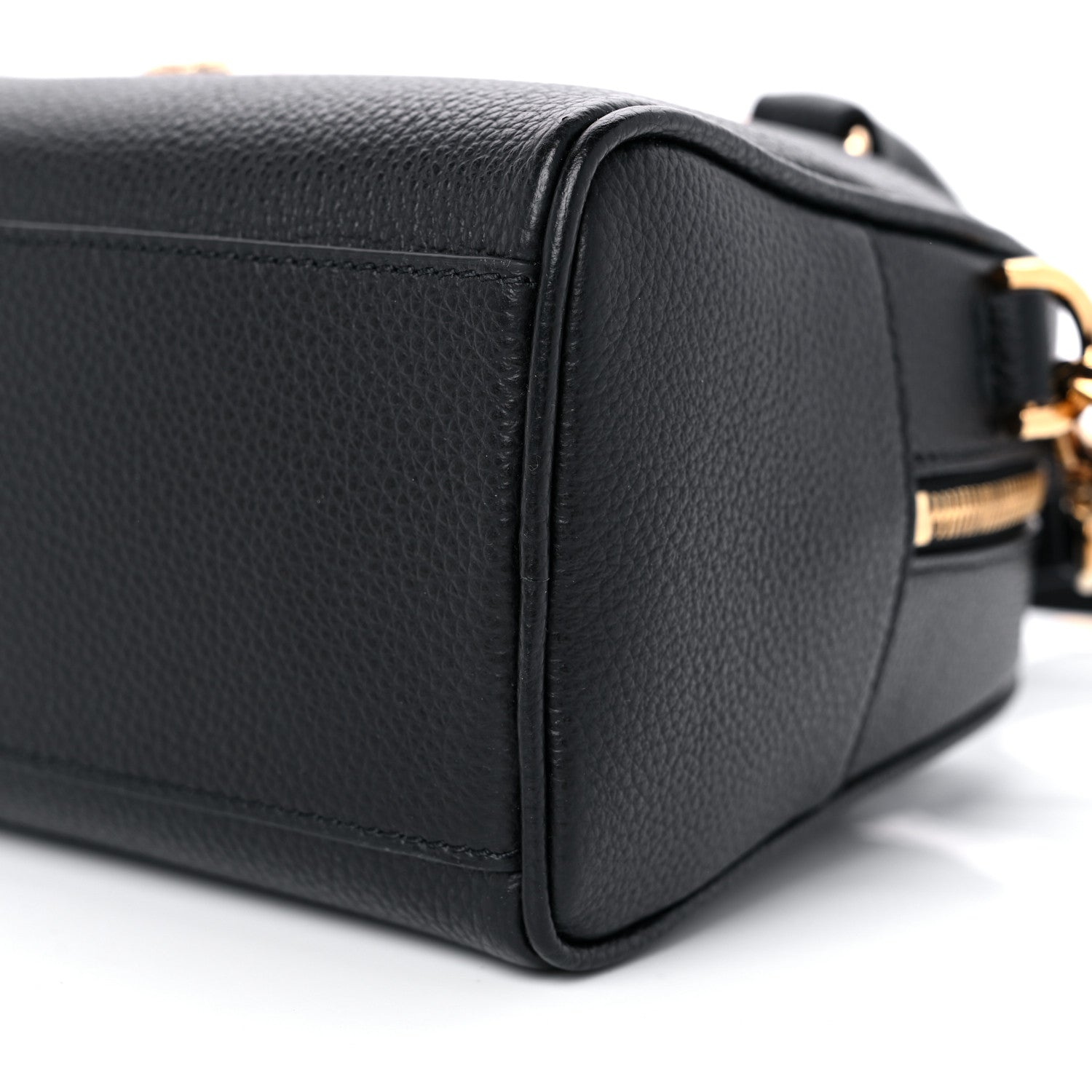 Versace Grained Calfskin Virtus Small Bowling Bag Black 9 of 9