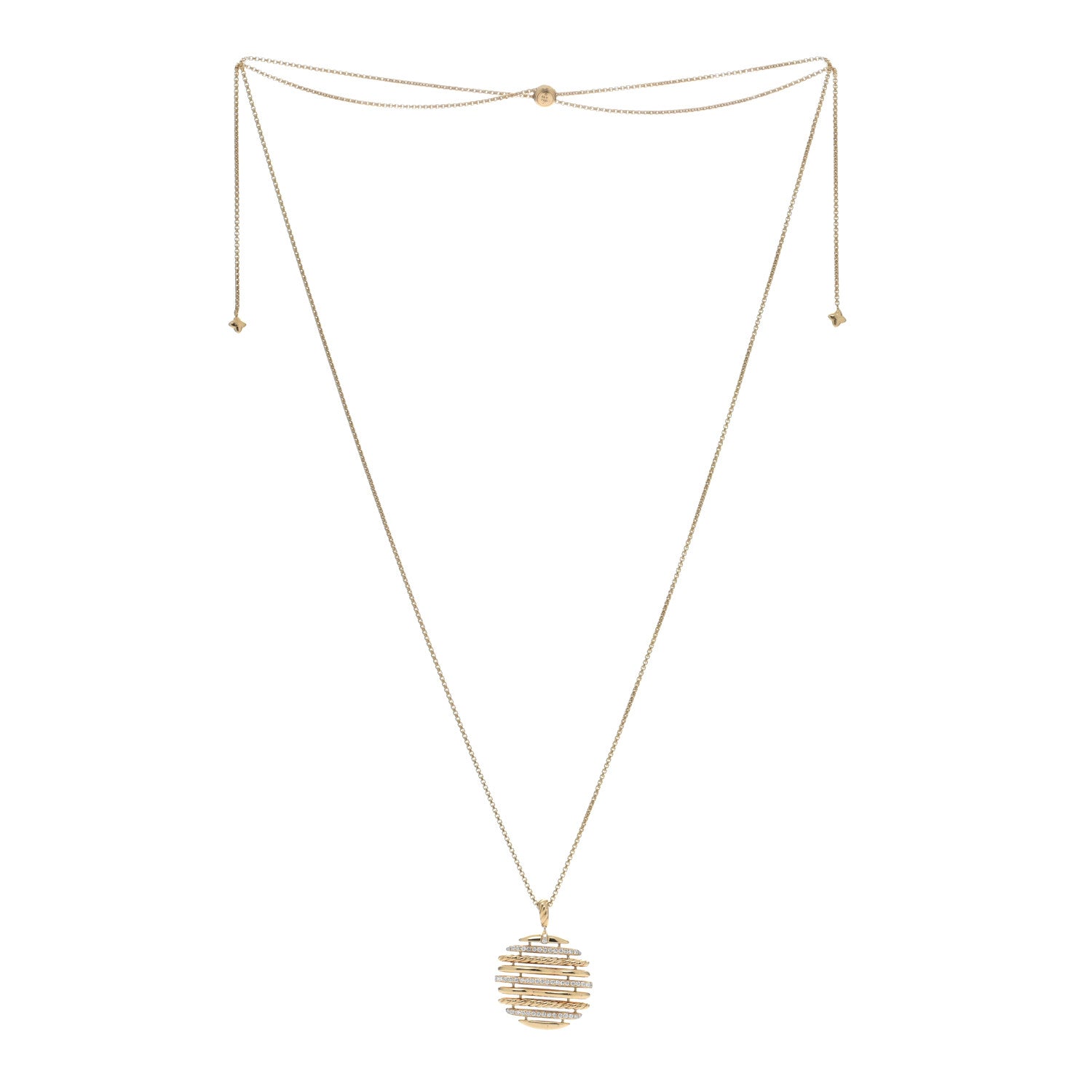 David Yurman 18K Yellow Gold Diamond Tides Pendant Necklace 3 of 5