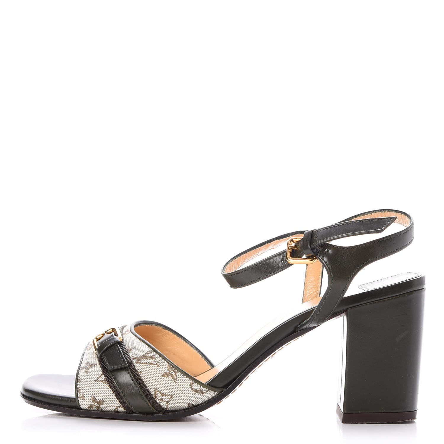 Louis Vuitton Mini Monogram Ankle Strap Sandals 36.5 Kaki 1 of 12