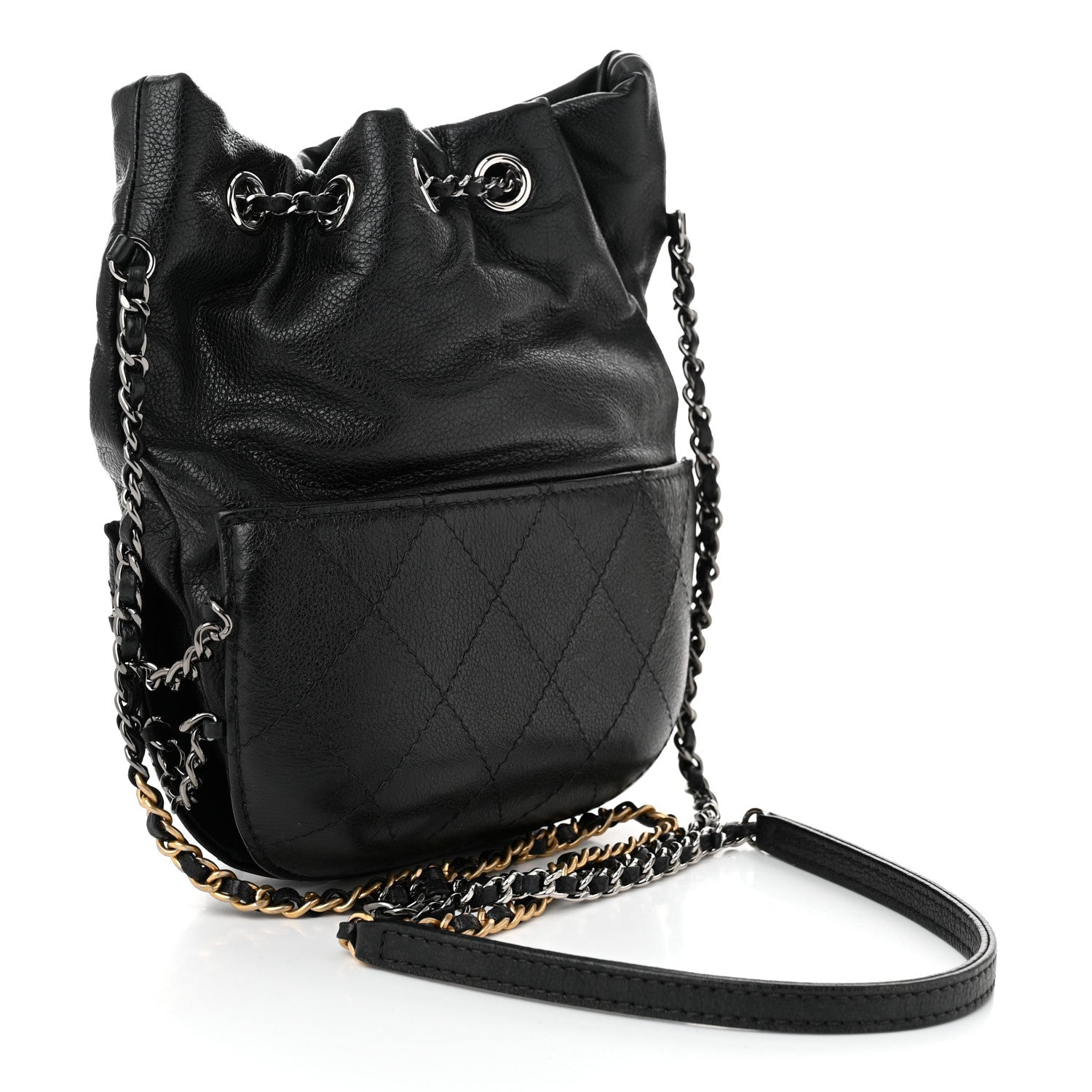 Chanel Calfskin Quilted Small Gabrielle Bucket Black 3 of 12