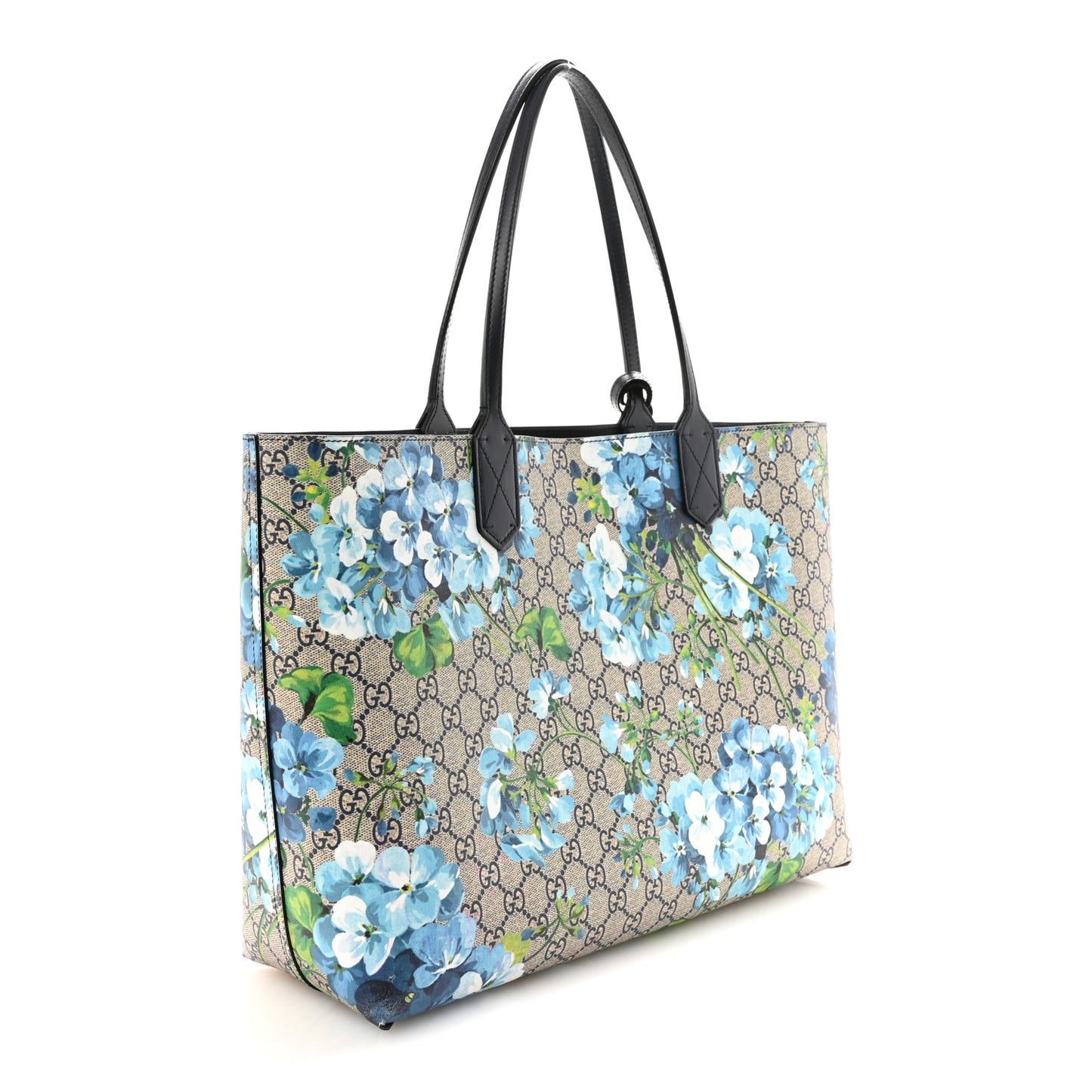 GG Supreme Monogram Blooms Medium Reversible Tote Beige Blue