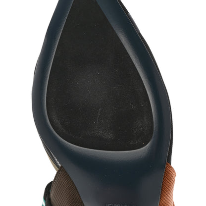 Fendi Technical Mesh Colibri 55mm Slingback Pumps 38 Black Verde Military 9 of 10