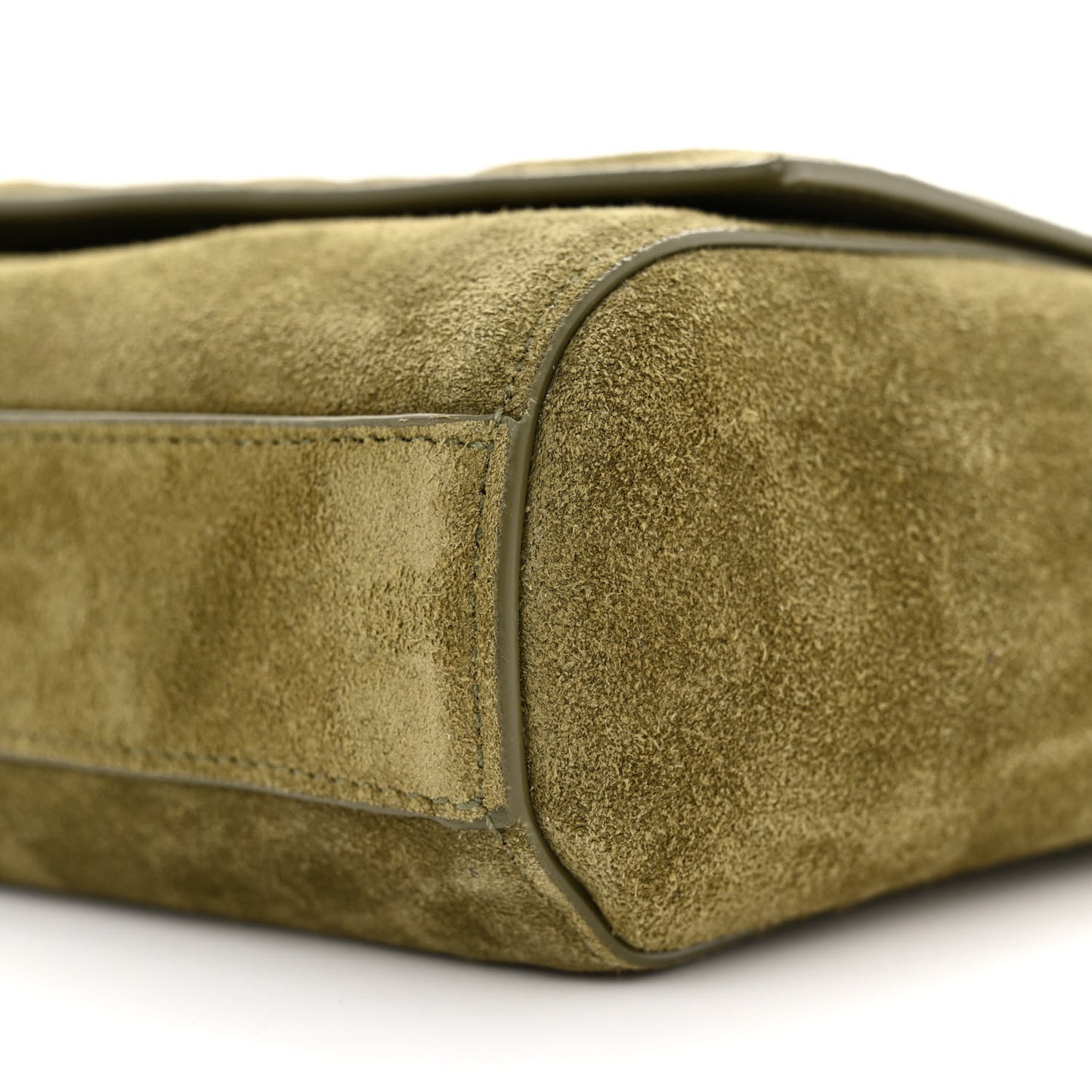 Smooth Calfskin Suede Medium Reversible Monogram Kate Satchel Loden Green