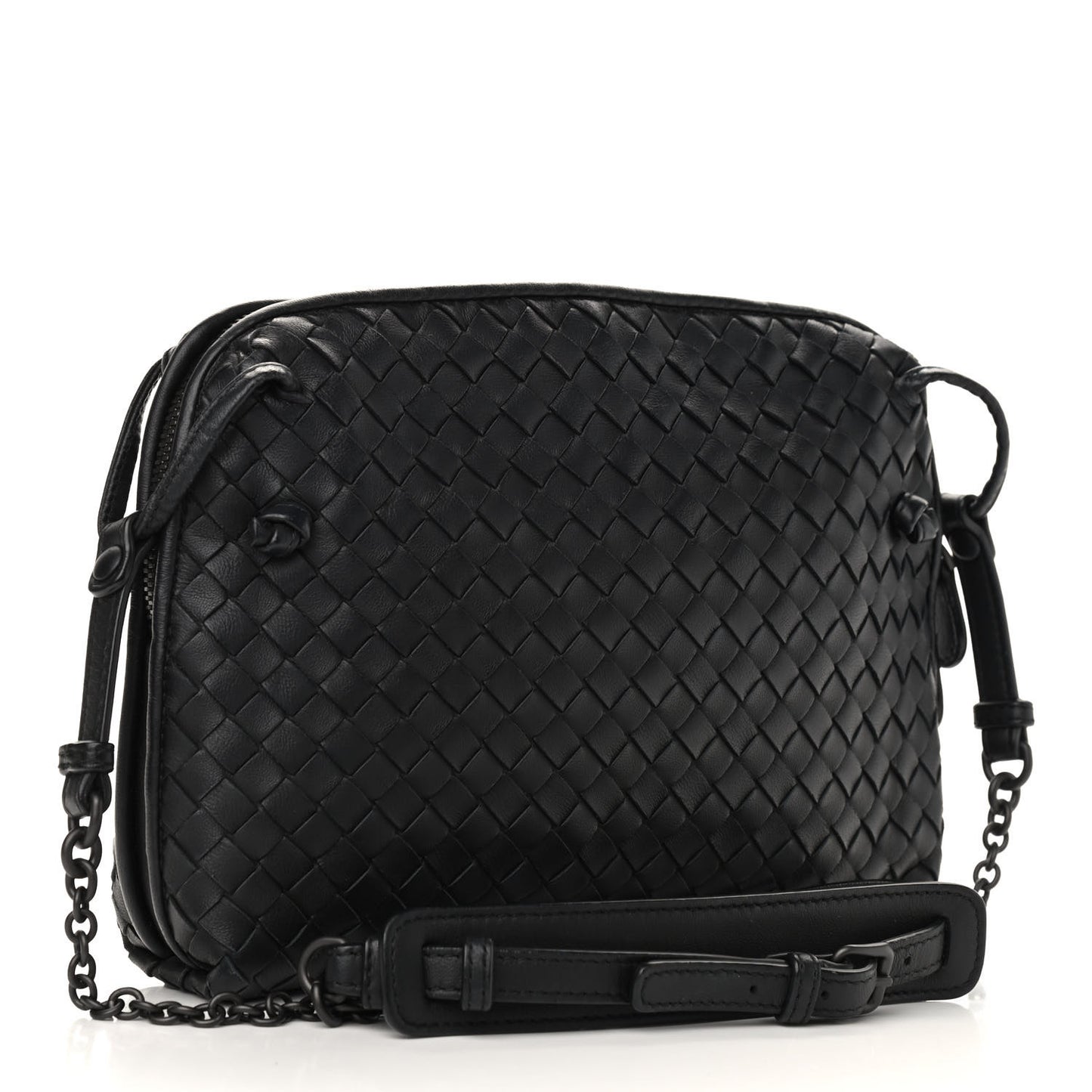 Nappa Intrecciato Pillow Crossbody Messenger Black