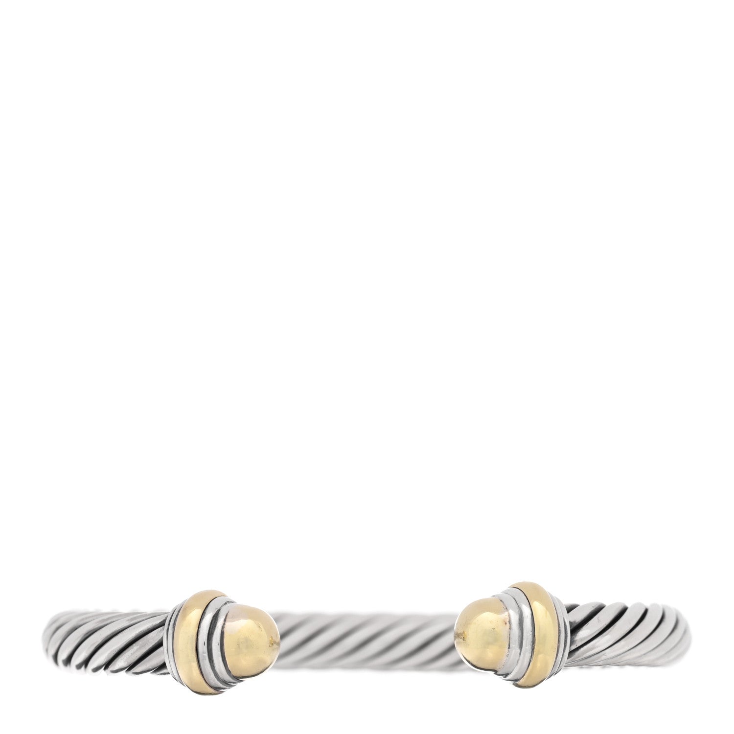 David Yurman Sterling Silver 14K Yellow Gold 7mm Cable Classics Dome Bracelet 1 of 3