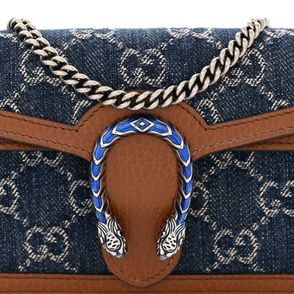 Gucci New Denim GG Monogram Dollar Calfskin Enamel Super Mini Dionysus Shoulder Bag Blue Tea Cuir Epilog Electric Blue 7 of 9