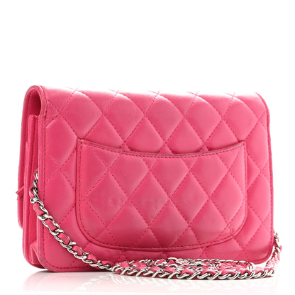 Chanel Lambskin Quilted Wallet On Chain WOC Dark Pink 3 of 21