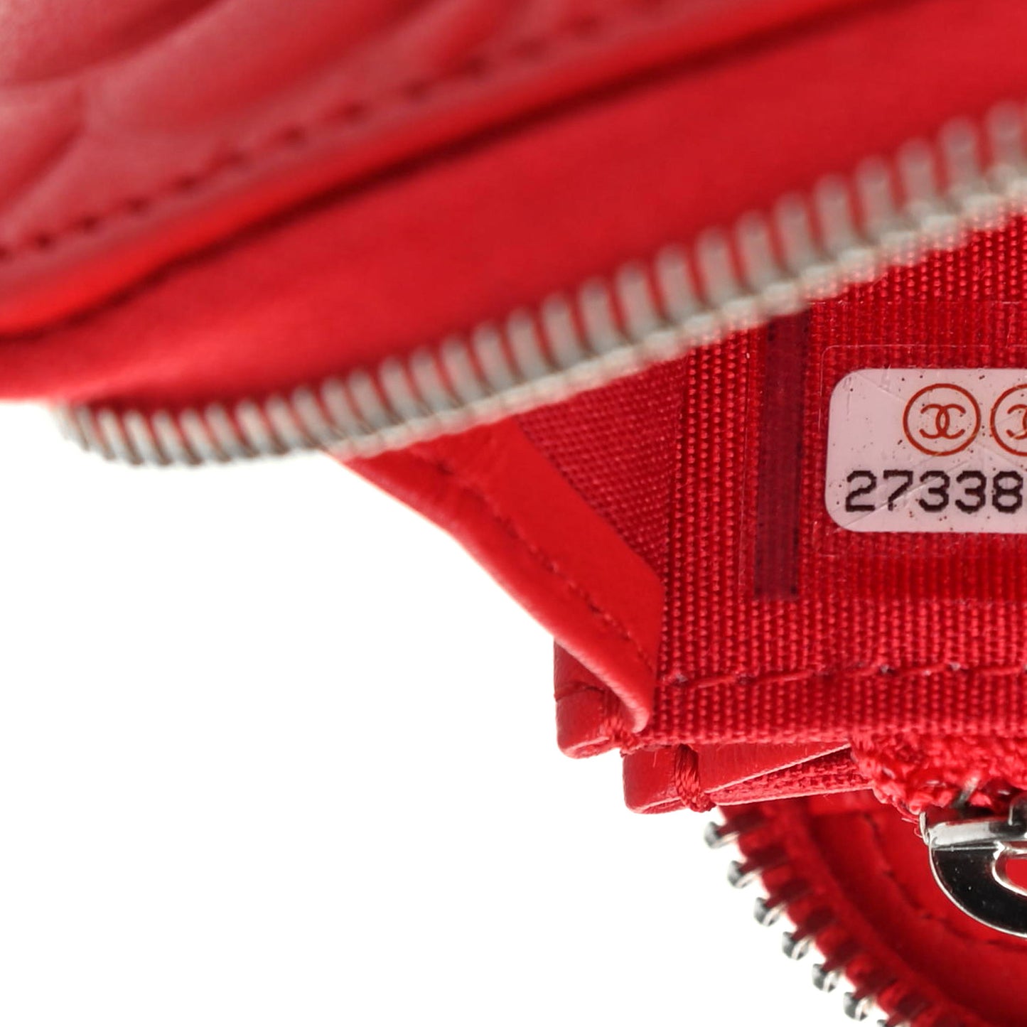 Goatskin Camellia Embossed Medium Zip Around Wallet Red