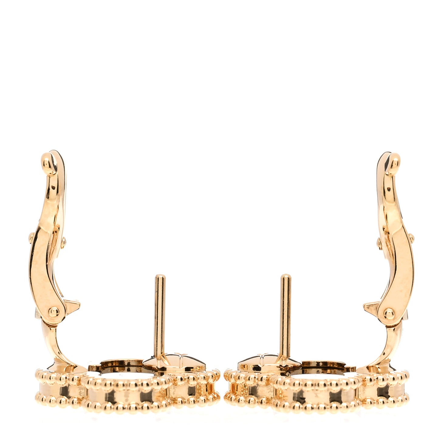 18k Yellow Gold Black Onyx Vintage Alhambra Earrings